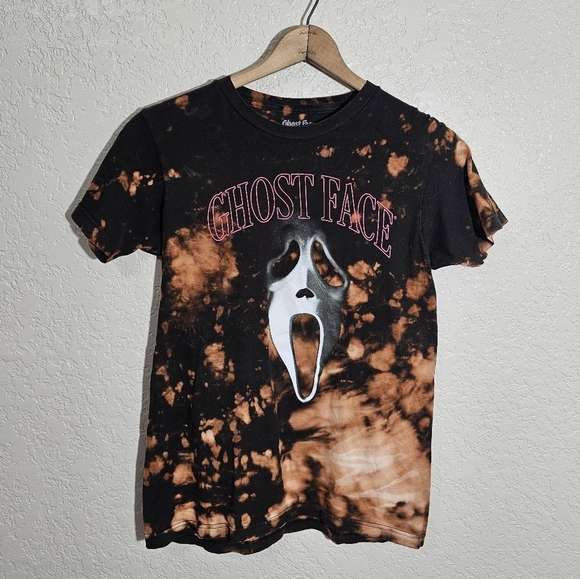 Custom Upcycled Tie Dyed Ghostface Scream Tee - Picture 1 of 3